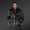 Mens Mink Long Coat in Black