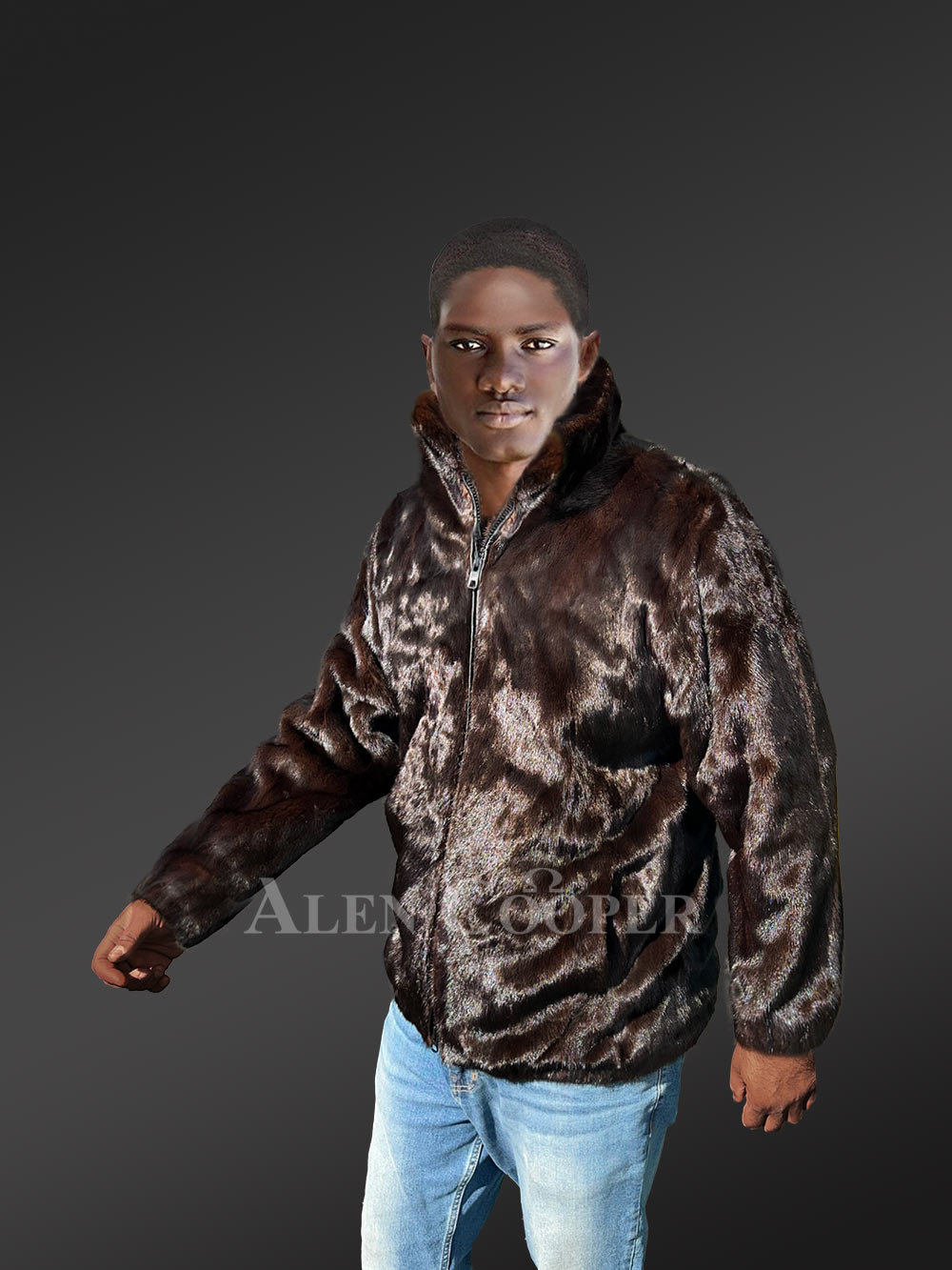 Mink Fur Classic Bomber Jacket for Men is a Timeless Classic Winter Wardrobe - Image 3