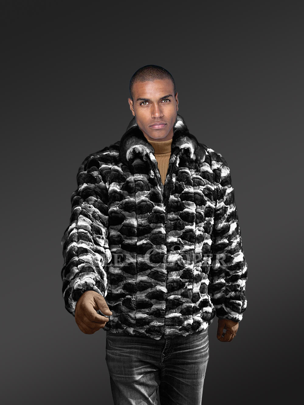 Chinchilla Fur Bomber Jacket for Men - Image 2