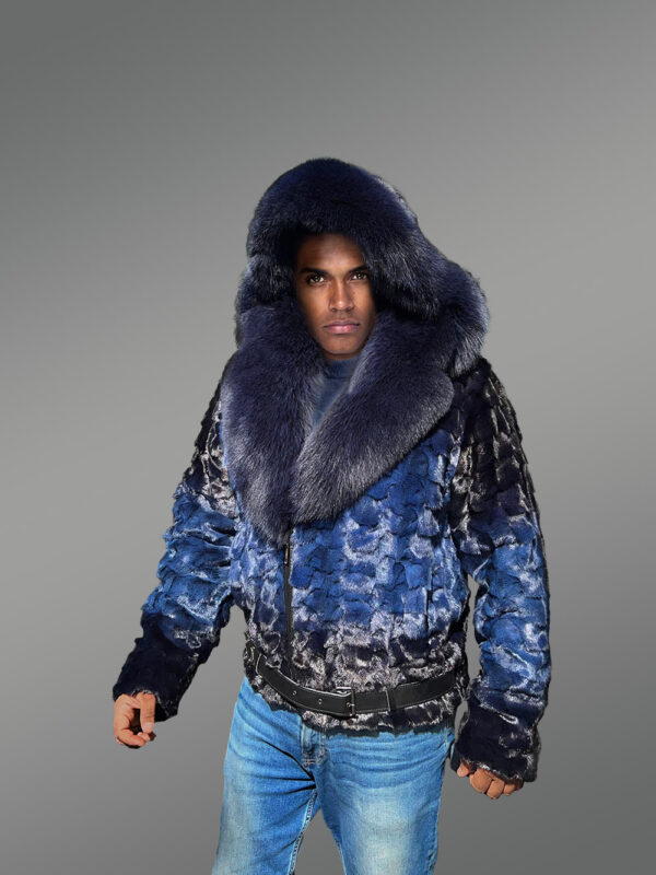 Men Mink Fur Coat with Hood