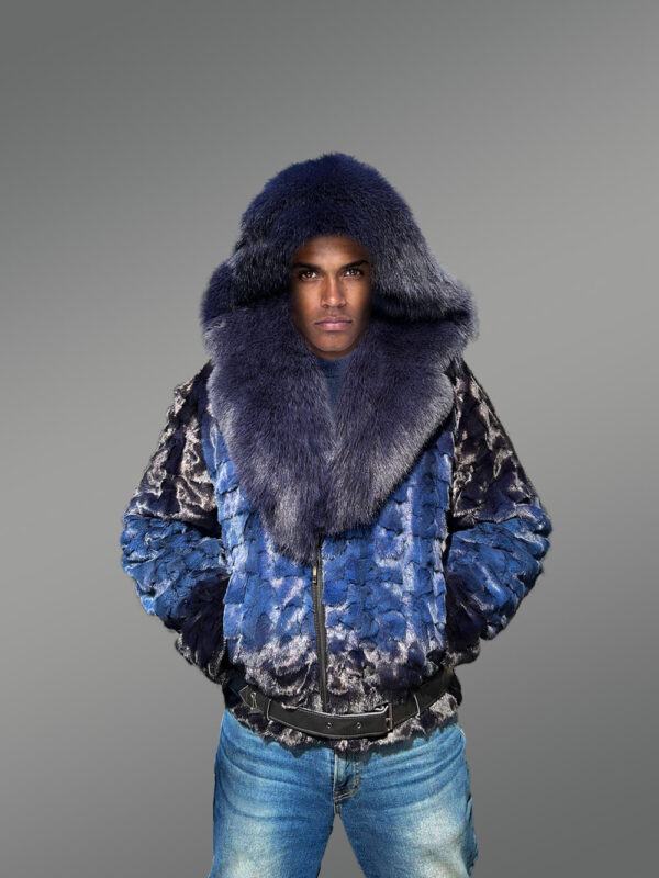 Men Mink Fur Coat with Hood