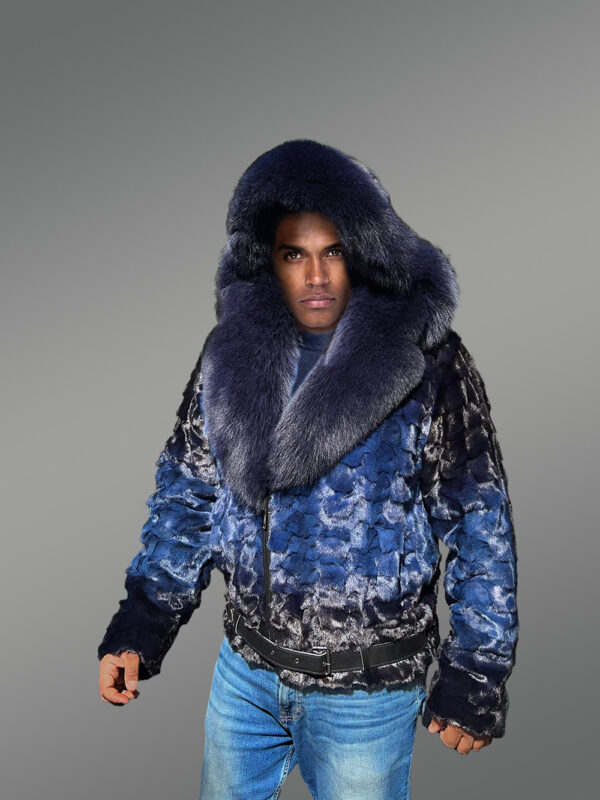 Men Mink Fur Coat with Hood