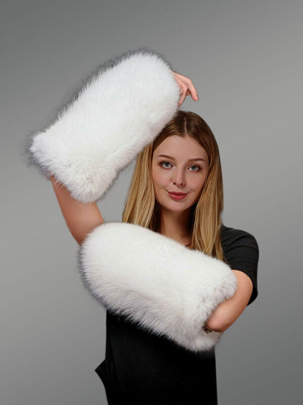 Women’s Fox Fur Hand Warmer Muffs - Image 2