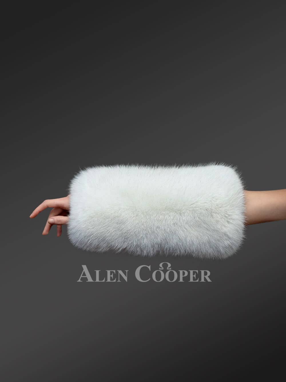 Fox Fur Hand Warmers in White - Image 3