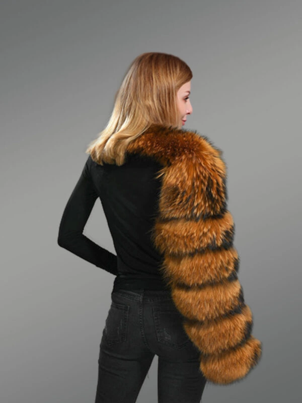 Genuine Raccoon Fur Collar Scraf with Sleeve - Image 2