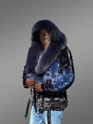 Men Mink Fur Coat with Hood