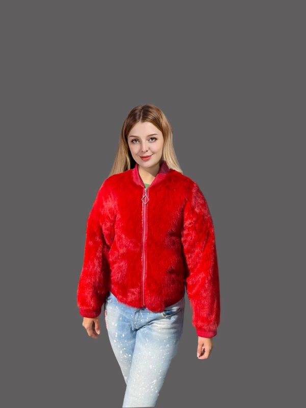 Mink Bomber for Women in Red Is Appealing and Attractive With a Touch of Luxury - Image 4