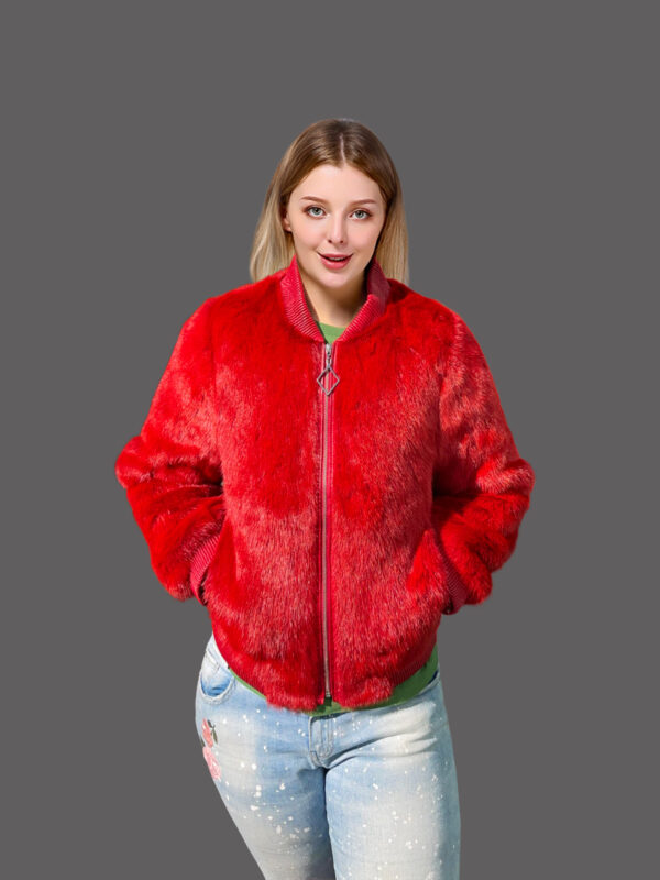 Mink Bomber for Women in Red Is Appealing and Attractive With a Touch of Luxury