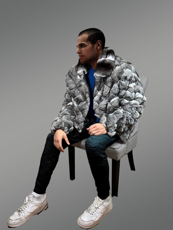 Men Chinchilla Fur Jacket | Real Chinchilla Fur Coat Jacket - Image 4