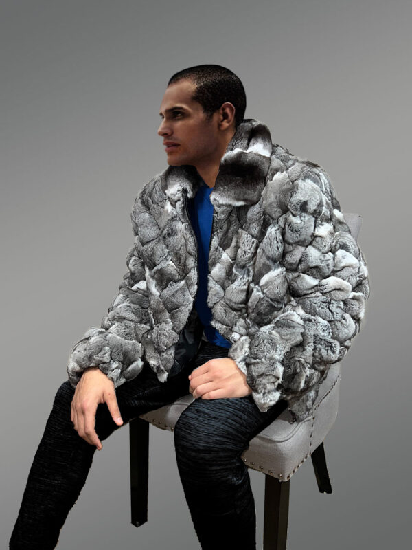 Men Chinchilla Fur Jacket | Real Chinchilla Fur Coat Jacket - Image 3