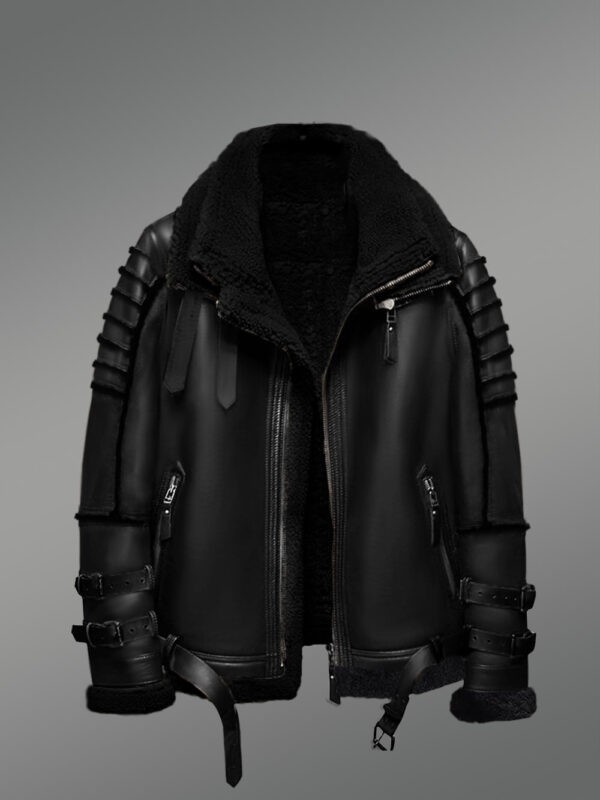 Double Collar Shearling Jacket - Image 4