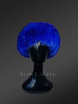 Fox Fur Hat in Blue for Women