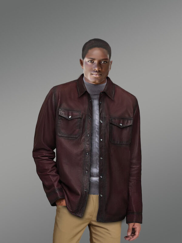 Men’s Dress Shirt in Brown - Image 3