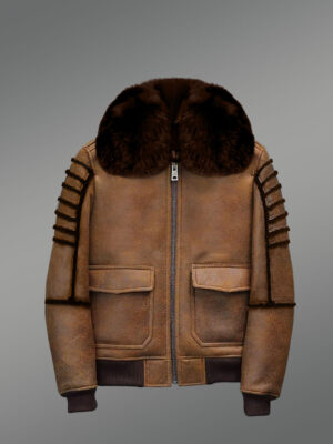 Men’s Aviator Style Shearling Bomber Jacket