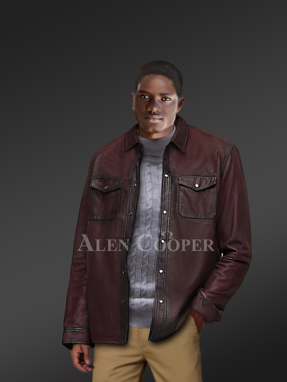 Mens Leather Dress Shirt in Brown – Step Out Looking Suave - Image 3