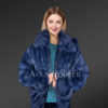 Women Rabbit Fur Bomber in Navy