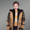 Light Tan Shearling Bomber Jacket