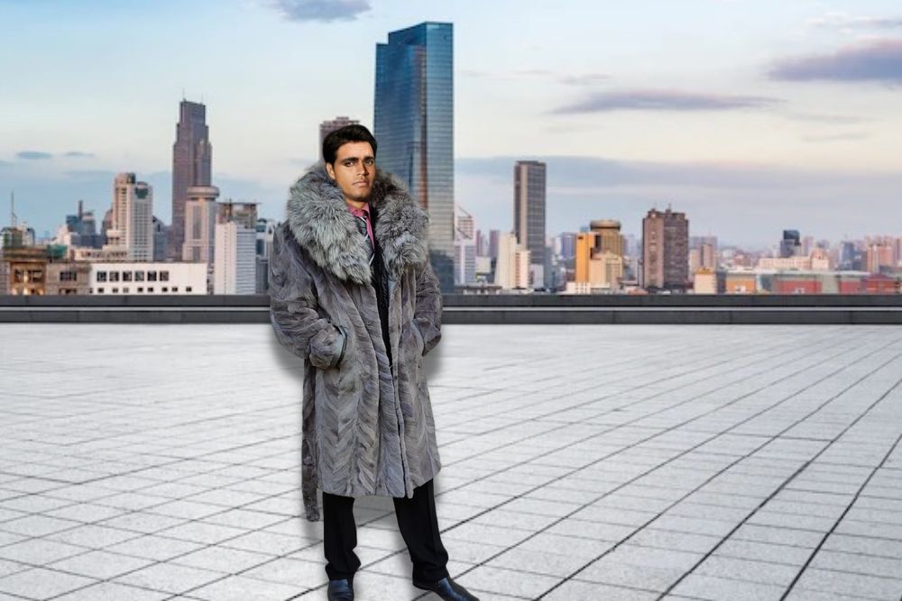 Chinchilla Fur Long Coat for Men (2)