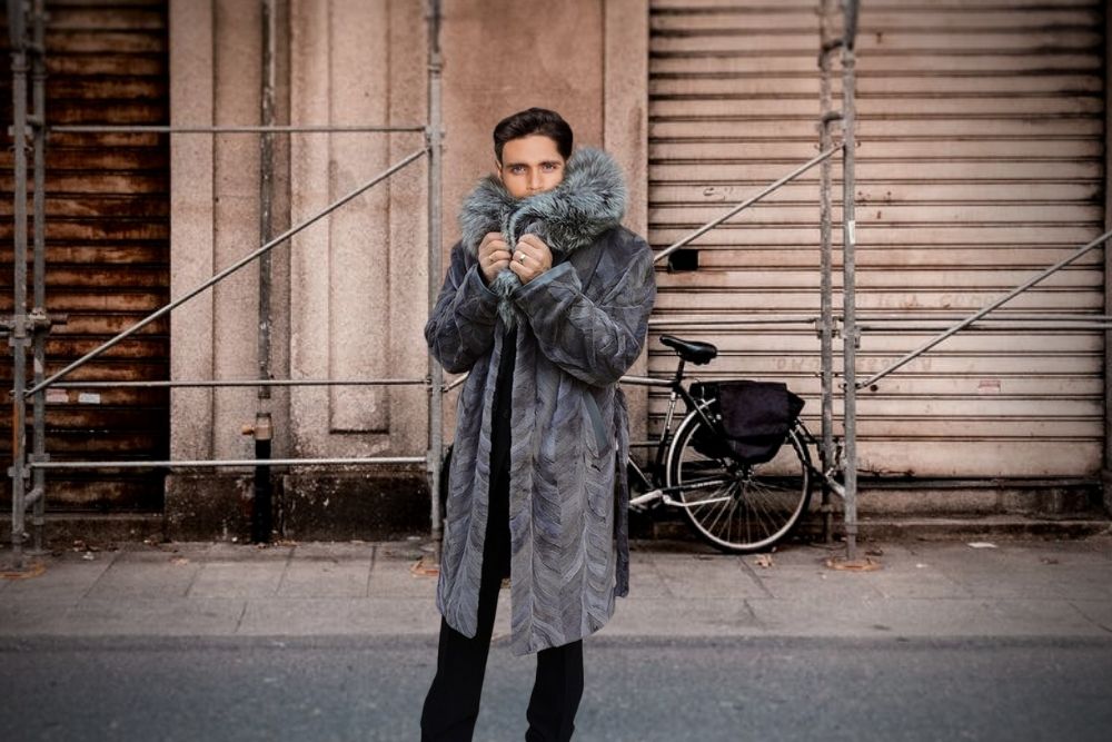 Chinchilla Fur Long Coat for Men (1)