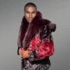 Men Mink Fur Coat with Hood in Burgundy Is an Out-Of-The-Box Outfit