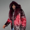 Men Mink Fur Coat with Hood in Burgundy Is an Out-Of-The-Box Outfit