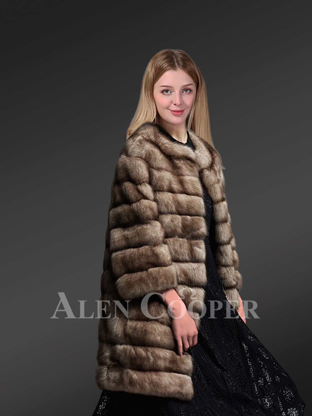 Womens Brown Sable Fur Coat– Embodiment of Elegance and Luxury - Image 3