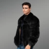 Black Full Skin Mink Fur Bomber Jacket for Men is Stylish and Luxurious