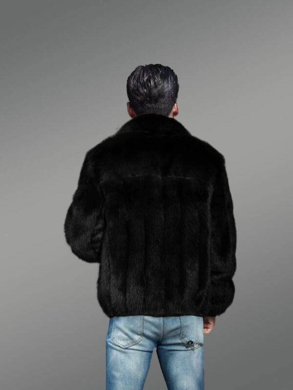 Black Full Skin Mink Fur Bomber Jacket for Men is Stylish and Luxurious