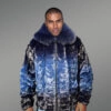 Luxurious Mink Jacket for Men in Dense Fox Fur Collar