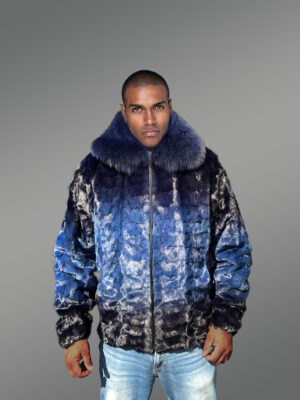 Luxurious Mink Jacket for Men in Dense Fox Fur Collar