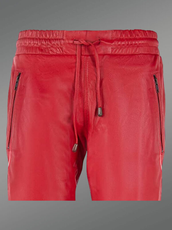 Leather Joggers in Red - Image 4