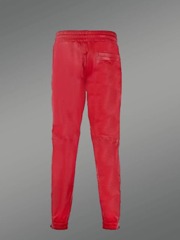 Leather Joggers in Red - Image 3