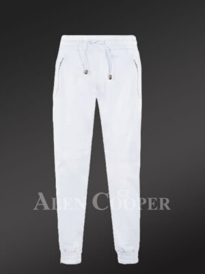 Leather Joggers in White