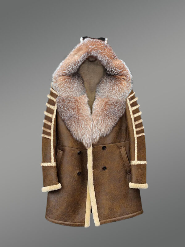 Men’s Tan Authentic Shearling Coats to Boost Your Appeal with Crystal fox fur