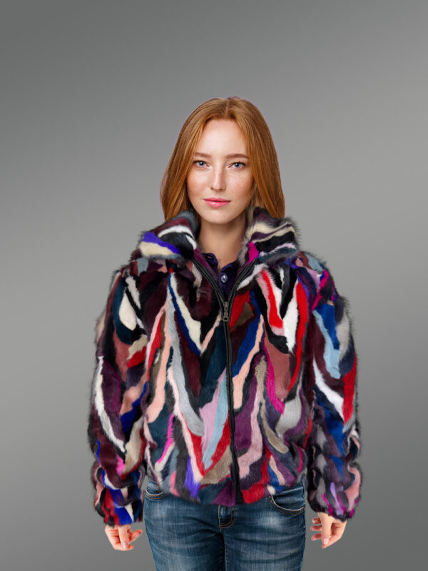 Multicolor Mink Fur Jacket For Women - Image 2