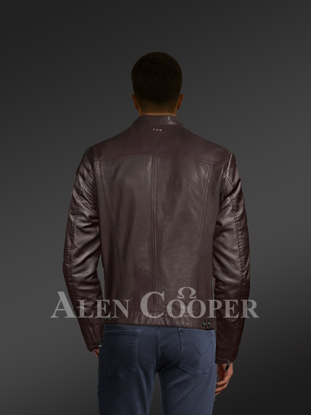 Coffee Moto Leather Jacket for Men - Image 3