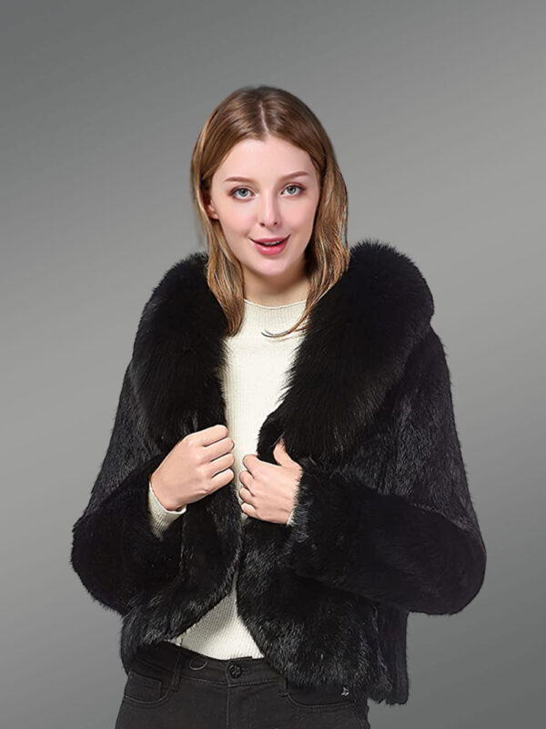 Rabbit Fur Blazer with Fox Fur Accent - Image 2