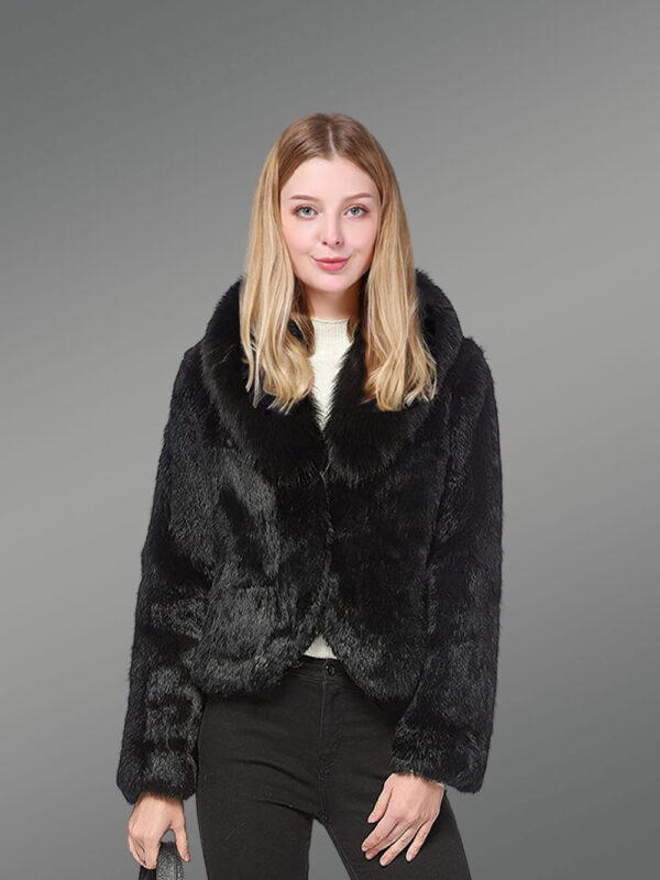 Rabbit Fur Blazer with Fox Fur Accent