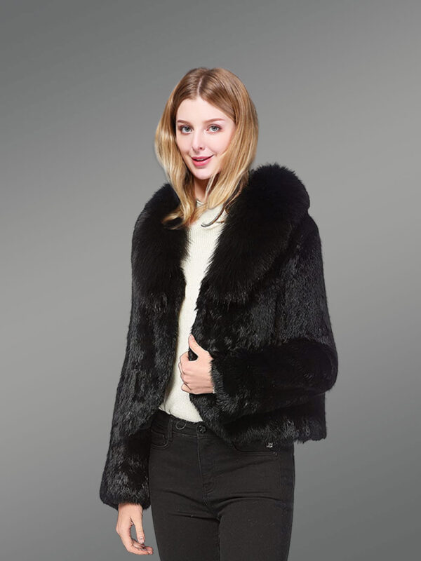 Rabbit Fur Blazer with Fox Fur Accent - Image 3