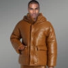 Men’s Puffer Leather Bomber Jacket