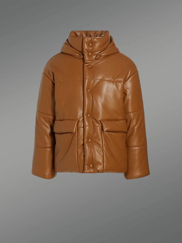 Men’s Puffer Leather Bomber Jacket - Image 5