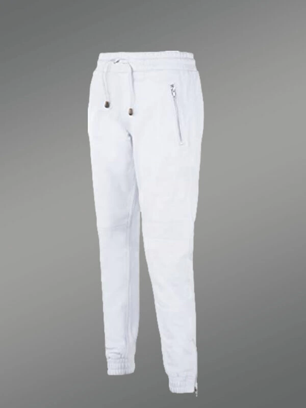 Leather Joggers in White - Image 2