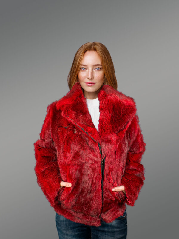 Rabbit Fur Biker Jacket for Women - Image 2