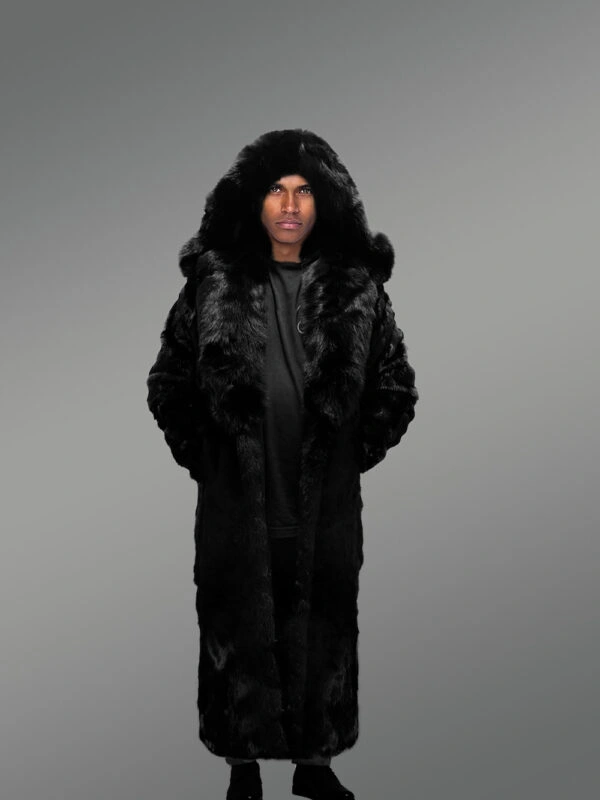 Full Length Authentic Rabbit Fur Coat for Men - Image 4