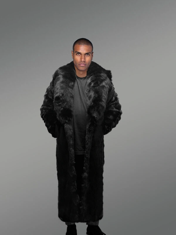 Full Length Authentic Rabbit Fur Coat for Men