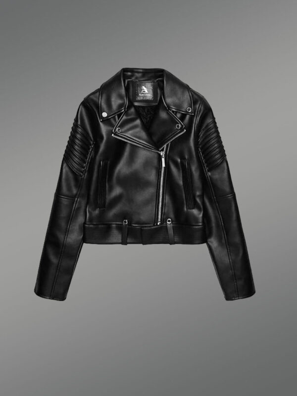 Womens Crop Leather Biker - Image 6