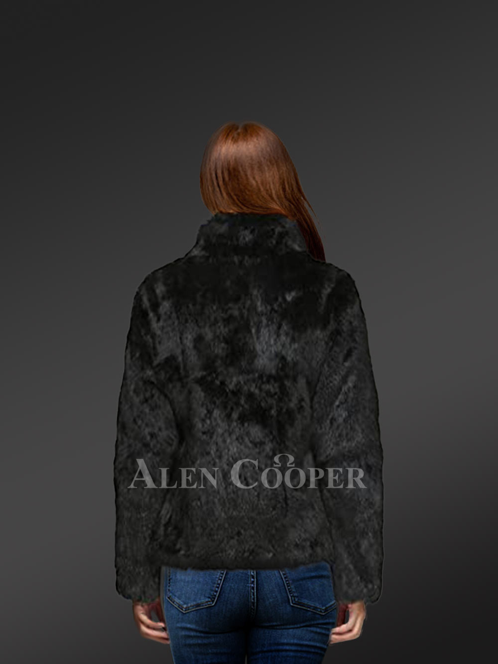 Rabbit Fur Jacket in Black for Stylish Women - Image 5