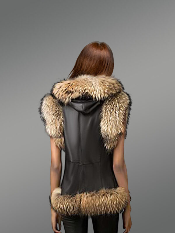 Furry Vest Jacket for Women with Hood - Image 2