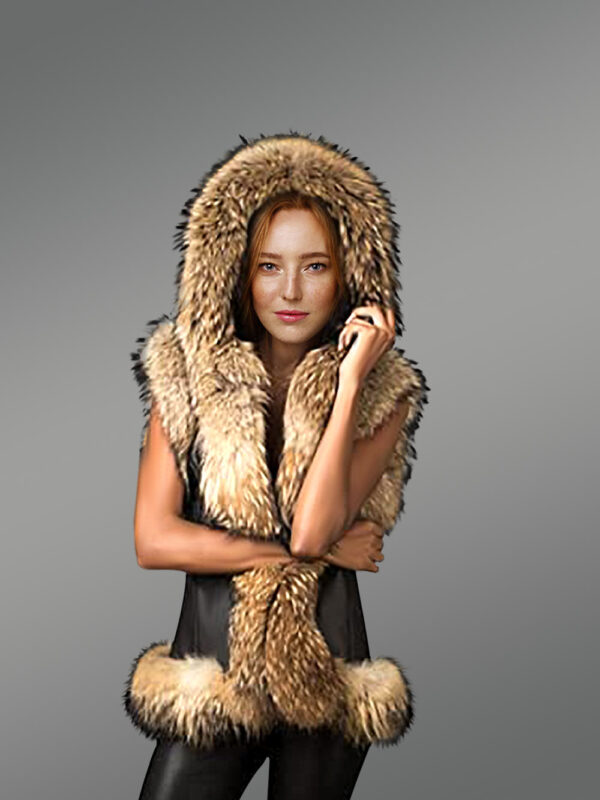 Furry Vest Jacket for Women with Hood