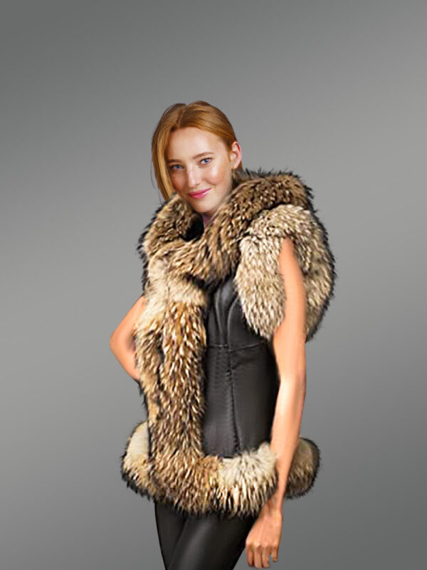 Furry Vest Jacket for Women with Hood - Image 3